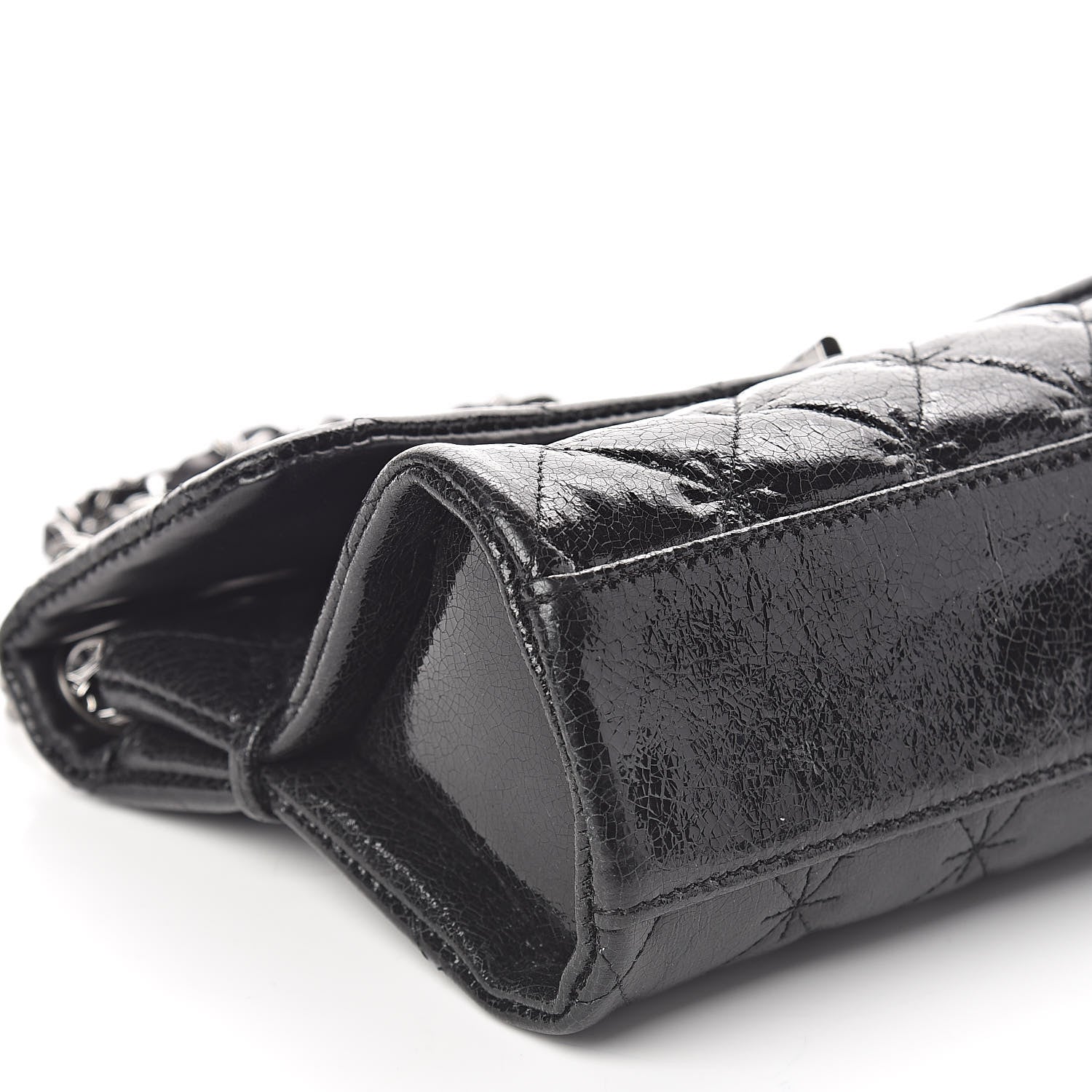 Chanel Glazed Crackled Calfskin Quilted Mademoiselle Flap Black 9 of 10