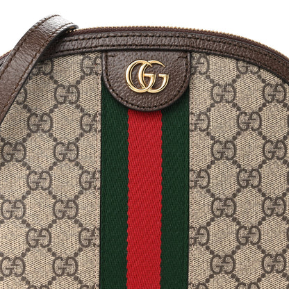 Gucci GG Supreme Monogram Textured Dollar Calfskin Web Small Ophidia Dome Shoulder Bag Beige Ebony New Acero 8 of 9