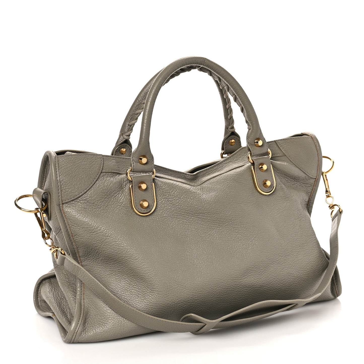 Chevre Gold Metallic Edge Hardware City Gris Taupe