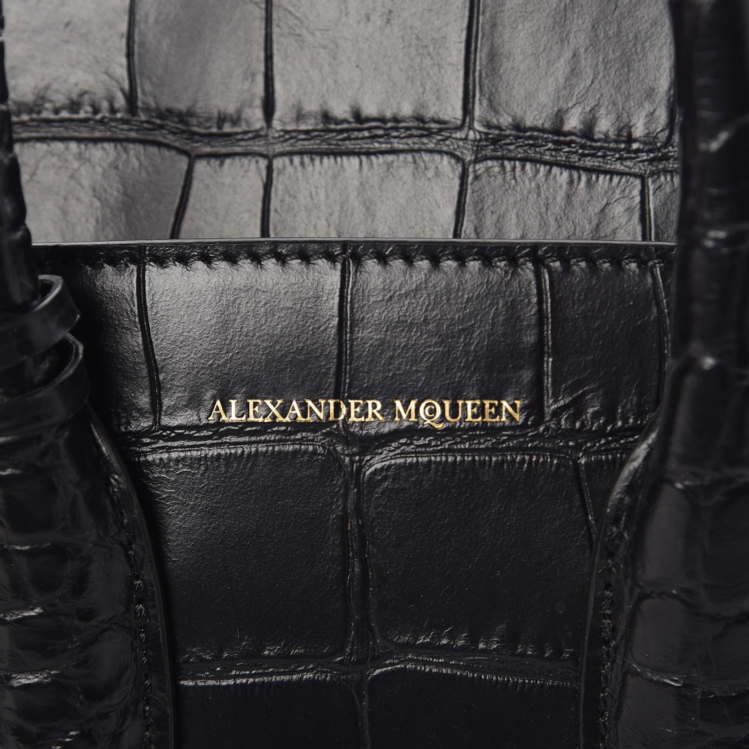 Alexander McQueen Calfskin Crocodile Embossed Mini Heroine 21 Black 8 of 8