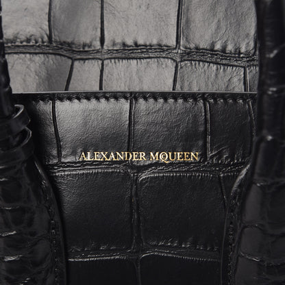 Alexander McQueen Calfskin Crocodile Embossed Mini Heroine 21 Black 8 of 8