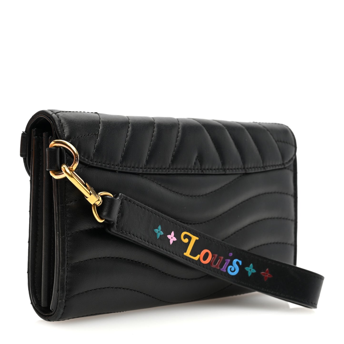 Calfskin New Wave Long Wallet Black