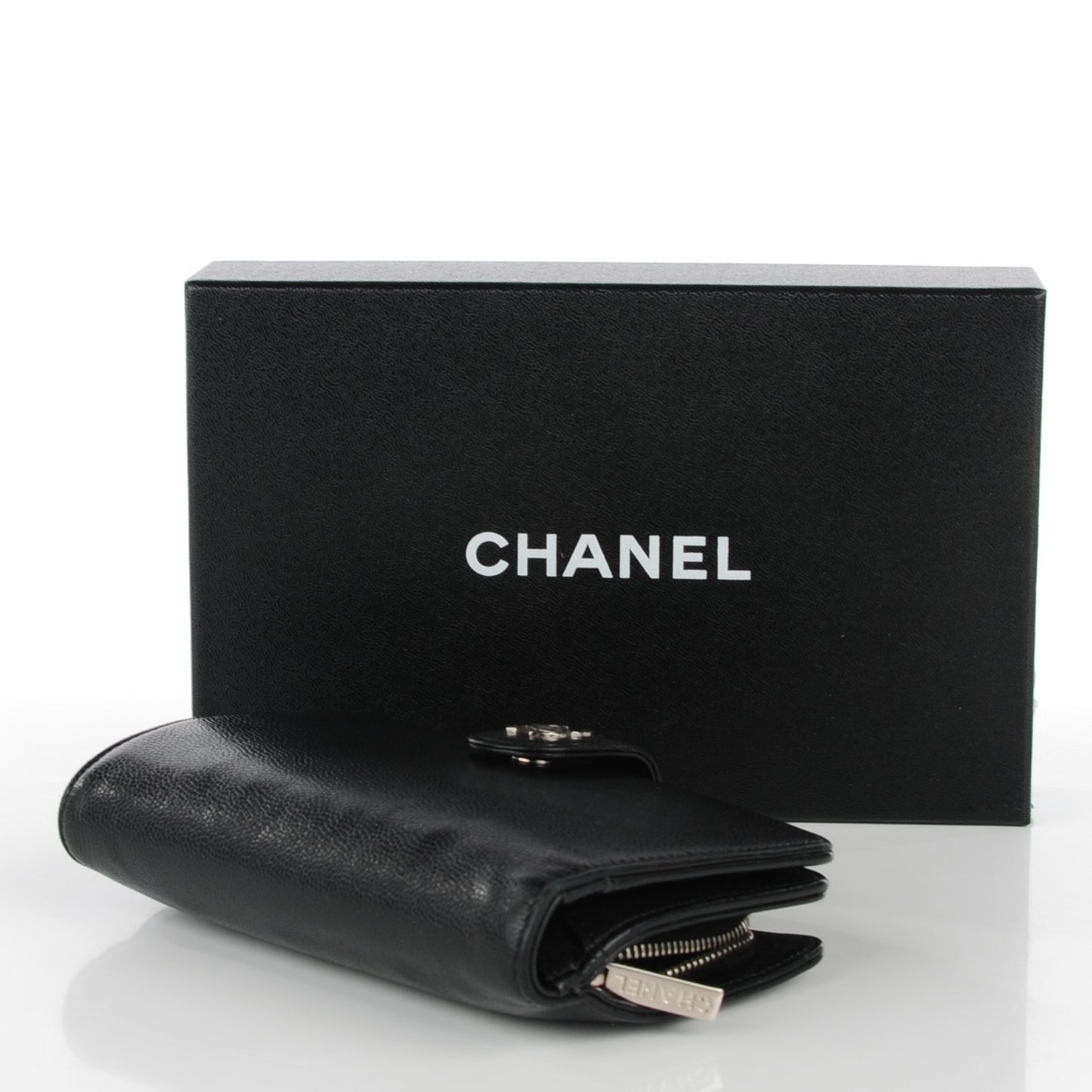 Caviar Sevruga L-Zip Pocket Wallet Black