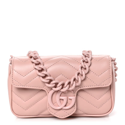 Gucci Calfskin Matelasse Monochrome GG Marmont Chain Belt Bag Perfect Pink 1 of 11