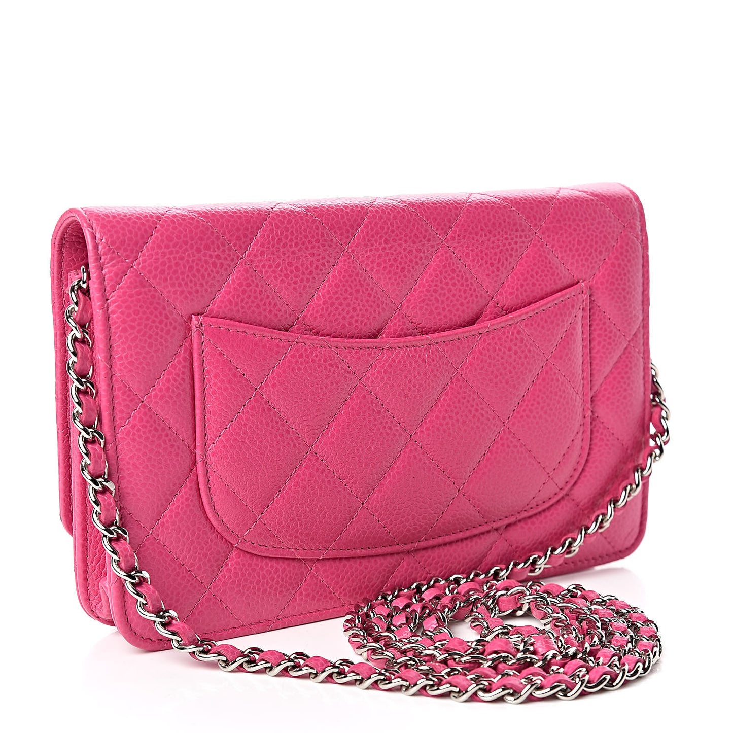 Caviar Quilted Wallet on Chain WOC Pink