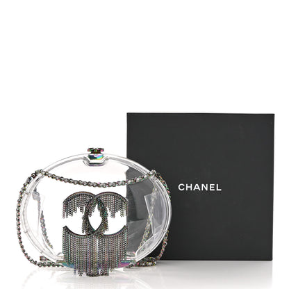 Chanel Plexiglass Iridescent Chain Fringe CC Clutch Clear 9 of 9