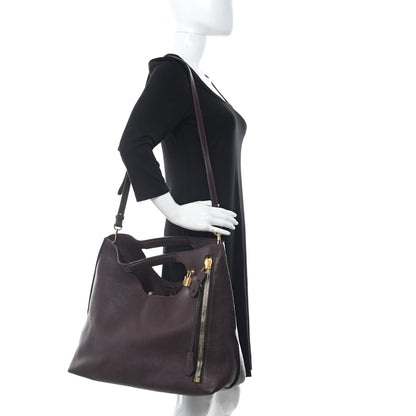Tom Ford Grained Calfskin Alix Padlock Zip Tote Burgundy 2 of 12
