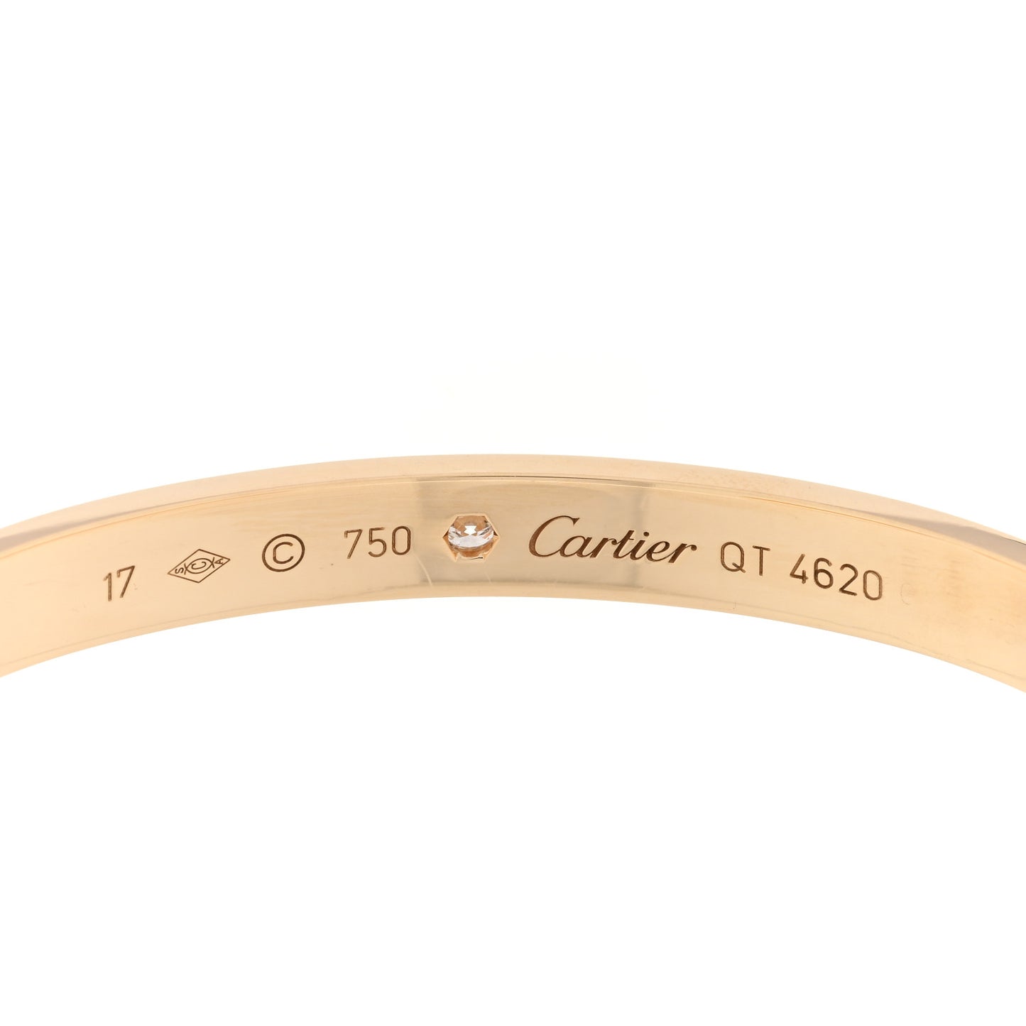 18K Yellow Gold 1 Diamond LOVE Cuff Bracelet 17