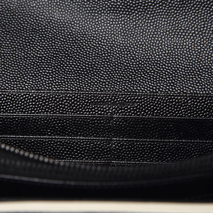Saint Laurent Grain De Poudre Matelasse Large Monogram Flap Wallet Black Dove White 7 of 8