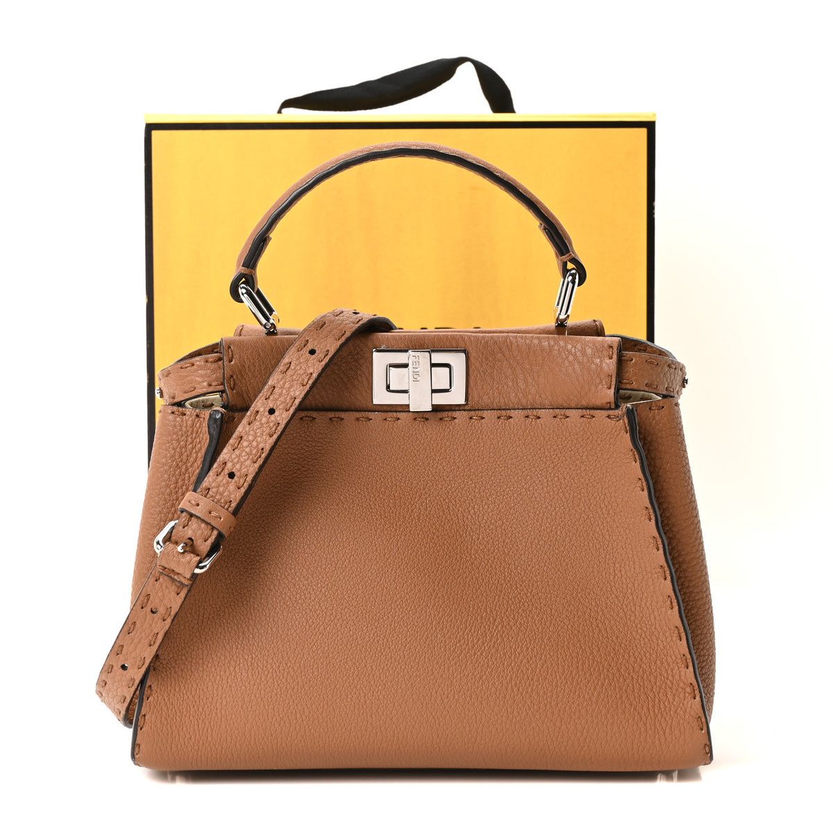 Cuoio Romano Selleria Bi-Color Mini Peekaboo Iconic Satchel Mou Milk