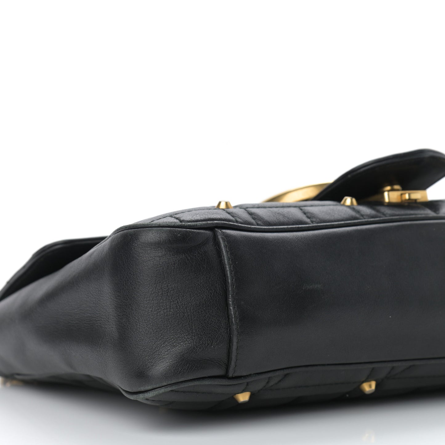 Calfskin Matelasse Studded Medium GG Marmont Shoulder Bag Black