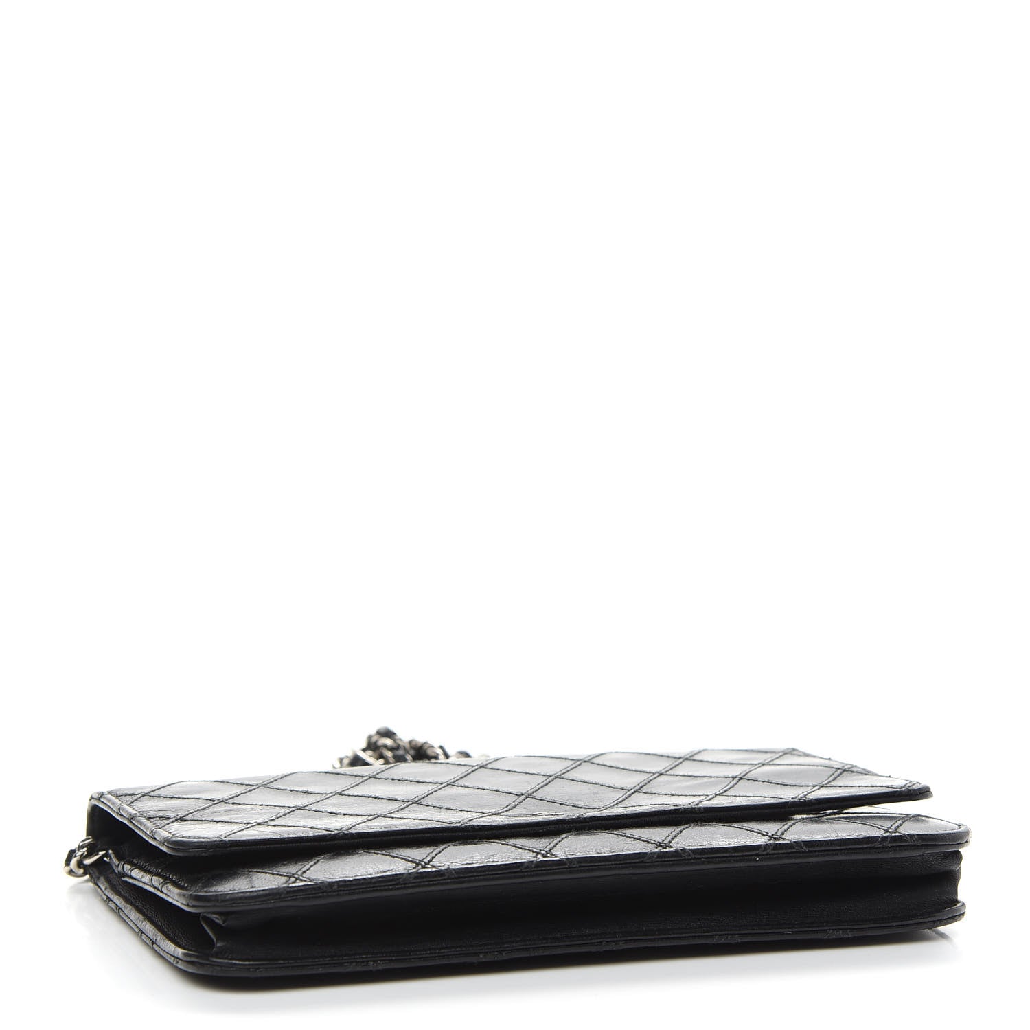 Chanel Lambskin Diamond Stitched Wallet On Chain WOC Black 4 of 13