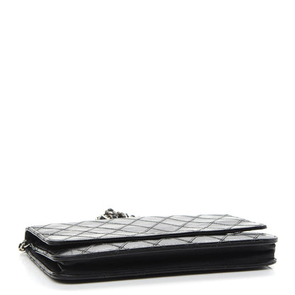 Chanel Lambskin Diamond Stitched Wallet On Chain WOC Black 4 of 13