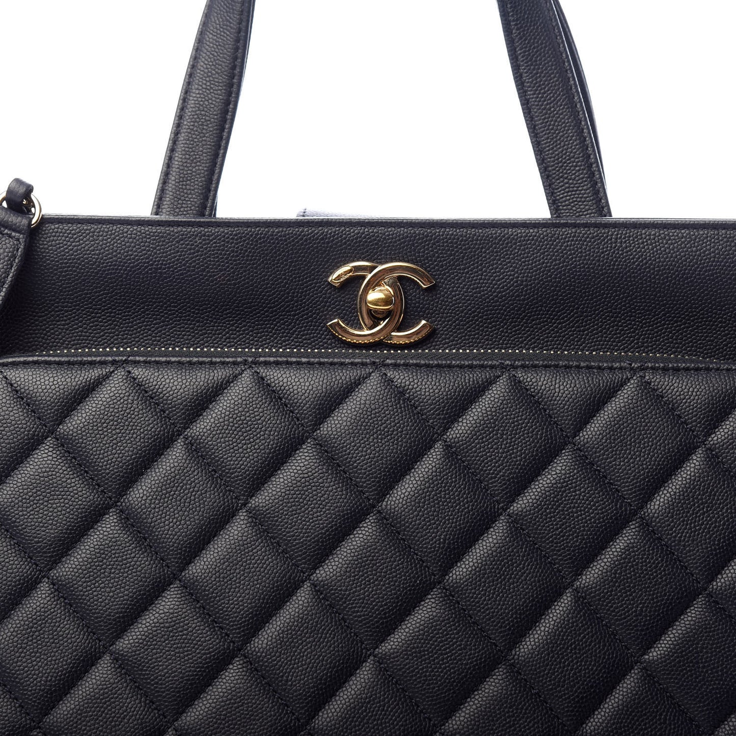 Caviar Quilted Large Business Affinity Shopping Bag Navy