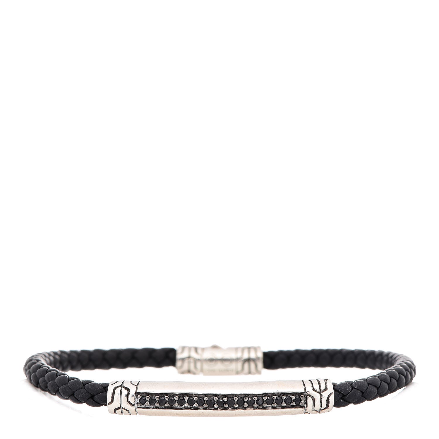 John Hardy Sterling Silver Calfskin Black Sapphire 4mm Classic Chain Station Bracelet 1 of 6