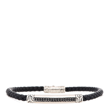 John Hardy Sterling Silver Calfskin Black Sapphire 4mm Classic Chain Station Bracelet 1 of 6