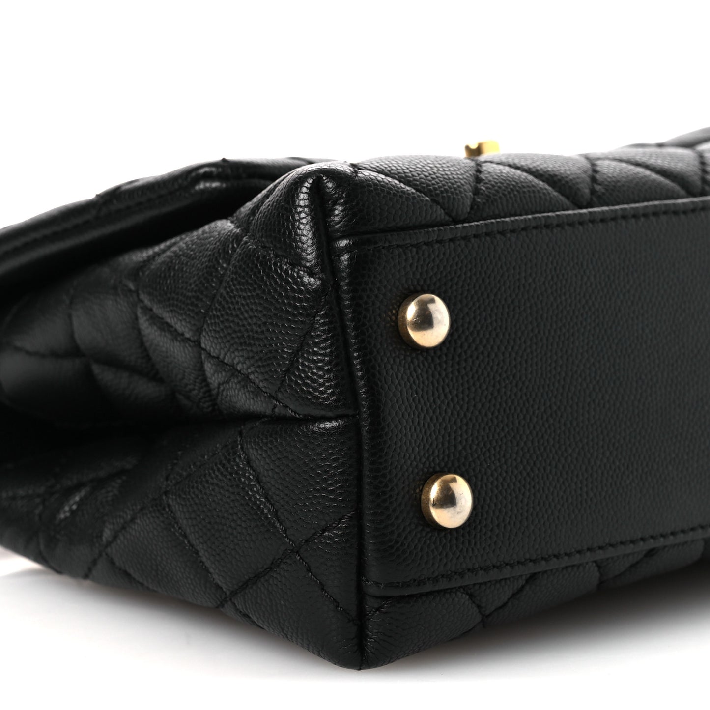 Caviar Lizard Embossed Quilted Mini Coco Handle Flap Black