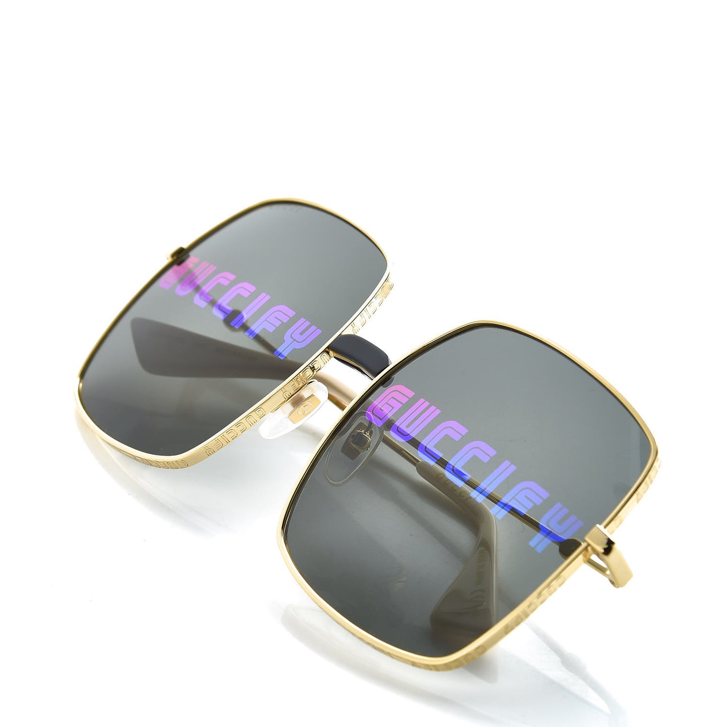 Metal Rectangular Guccify Frame Sunglasses GG0414S Gold