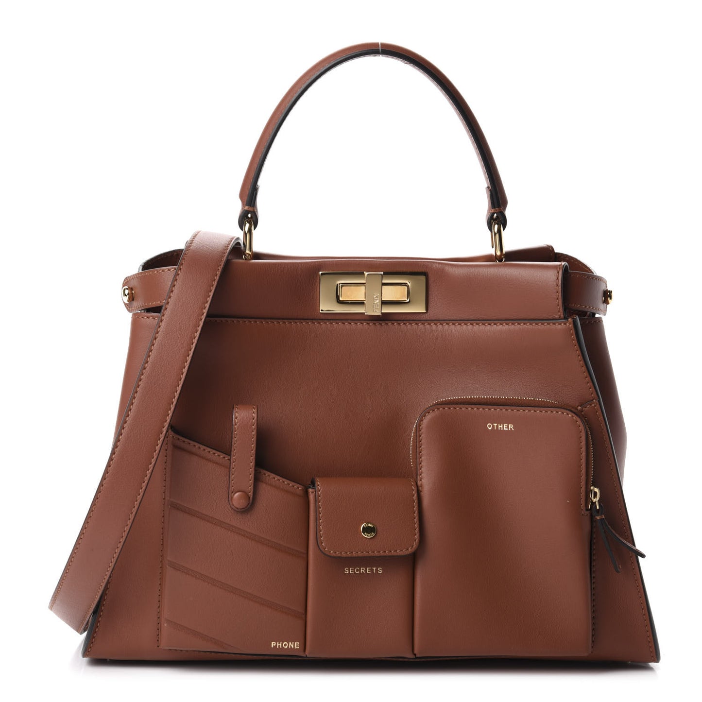 Vitello Seta Shiny Nappa Medium 3 Pocket Peekaboo Iconic Satchel Rust