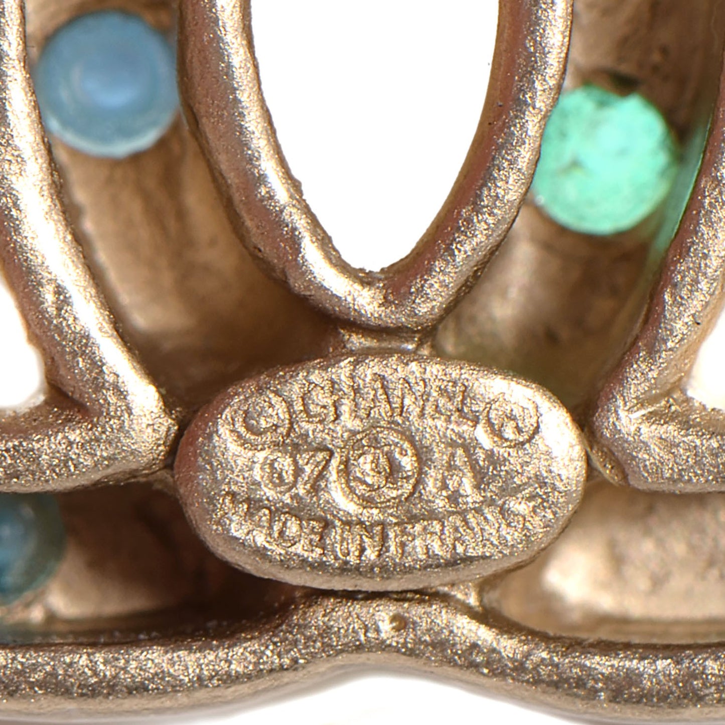 Crystal CC Dangle Earrings Dark Blue Gold