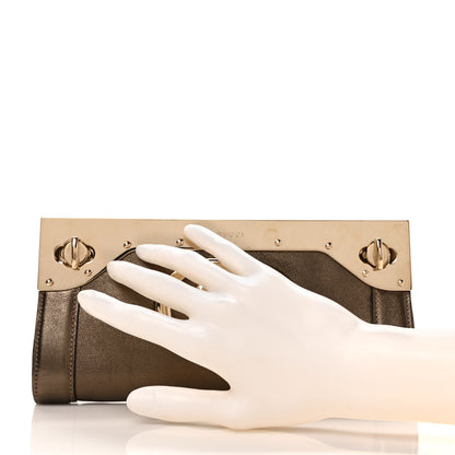 Gucci Calfskin Britt Clutch Pewter 2 of 7