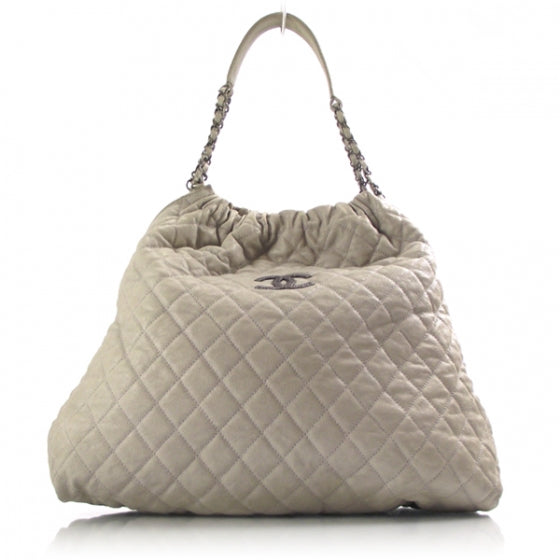 Caviar Quilted Tote Gray