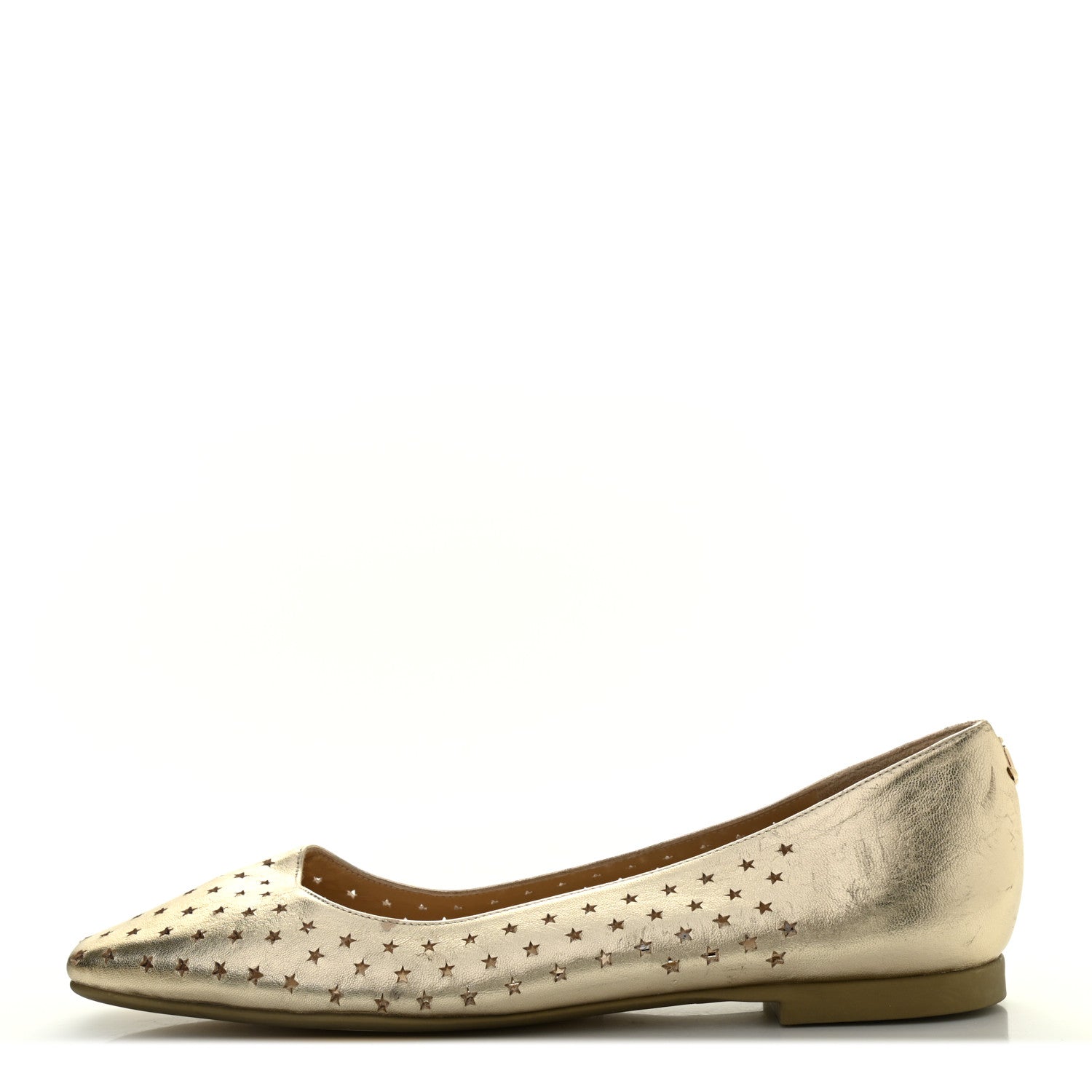 Jimmy Choo Metallic Nappa Perforated Star Modell Flats 37 Champagne 1 of 15