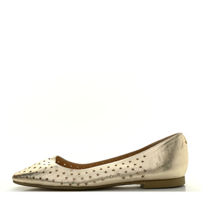 Jimmy Choo Metallic Nappa Perforated Star Modell Flats 37 Champagne 1 of 15