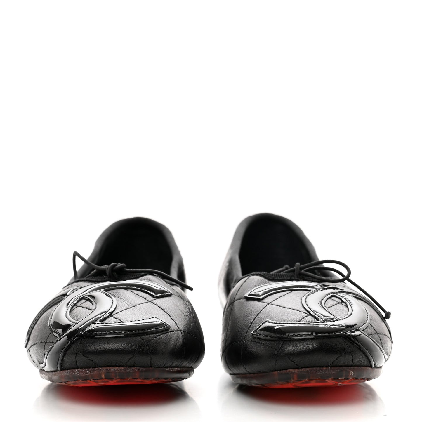 Lambskin Quilted Cambon Ballerina Flats 37.5 Black