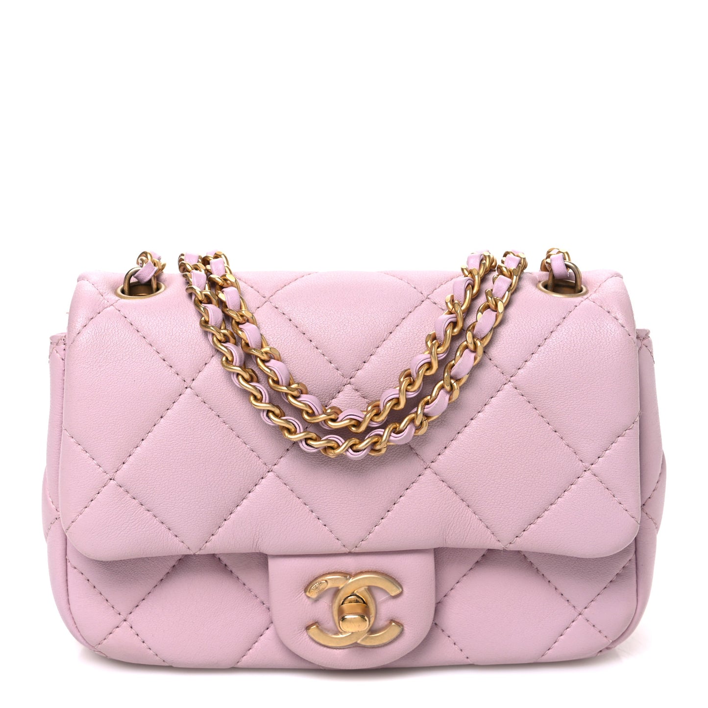 Lambskin Quilted Pearl Small Flap Lilac