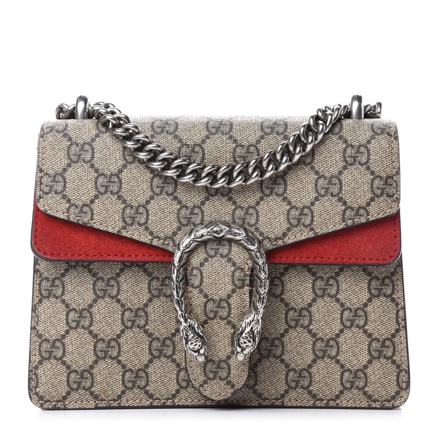 GG Supreme Monogram Mini Dionysus Shoulder Bag Hibiscus Red