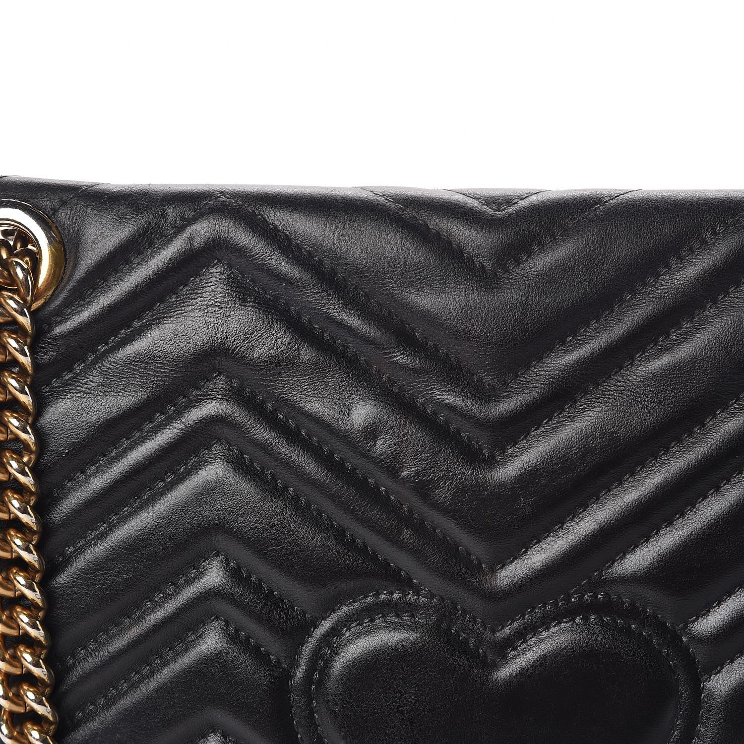 Gucci Calfskin Matelasse Medium GG Marmont Shoulder Bag Black 11 of 14