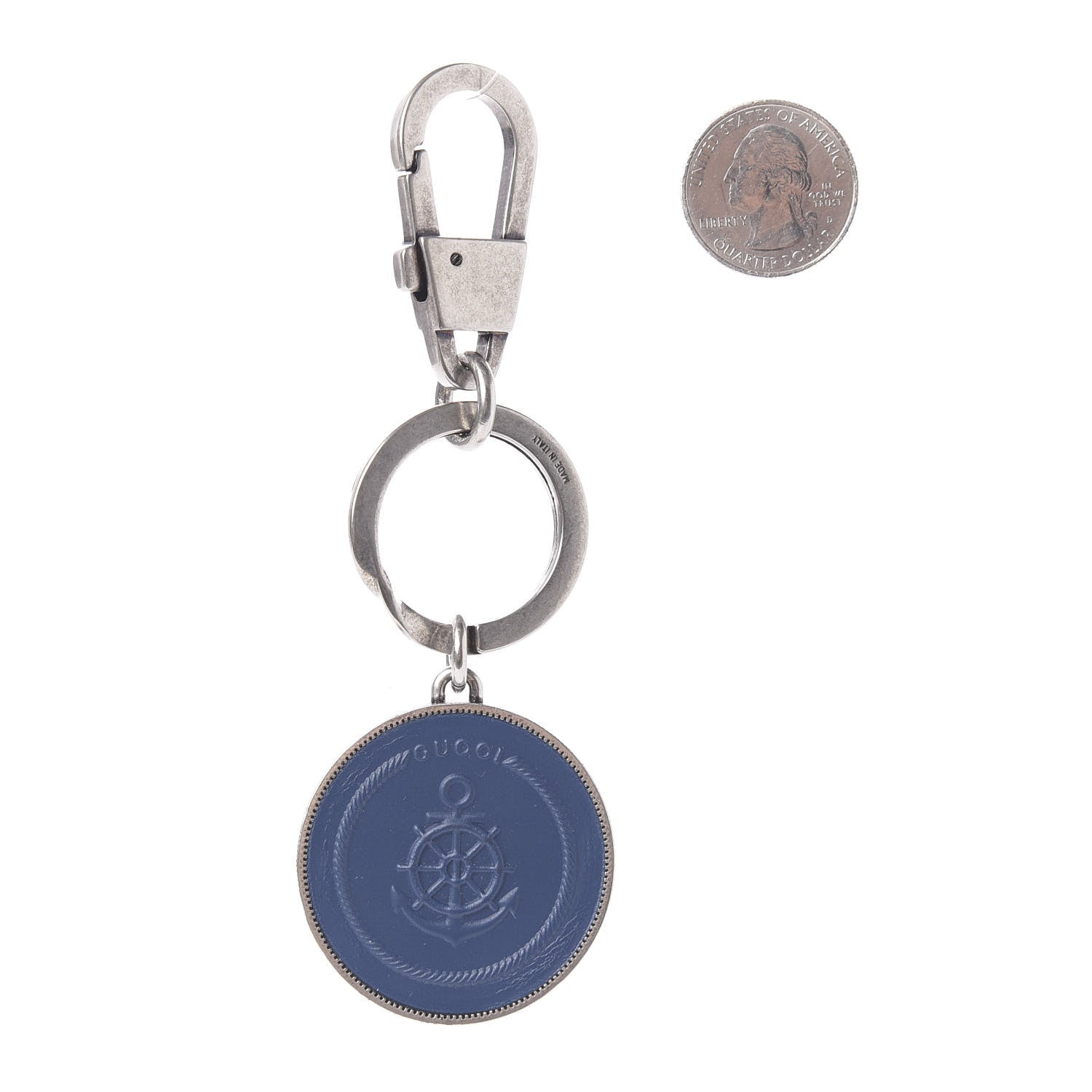 Gucci Calfskin Interlocking G Key Chain Blue 2 of 4