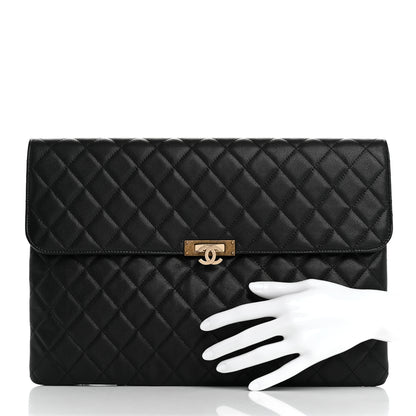 Chanel Caviar Quilted Large Golden Class Pouch Black 2 of 8