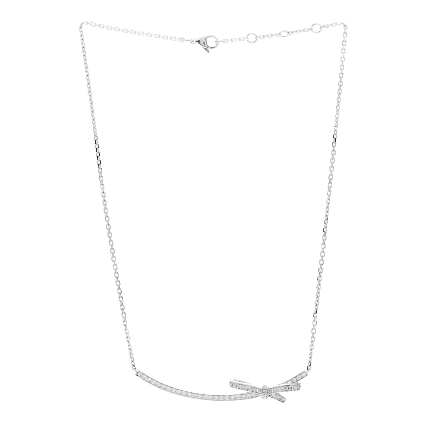 18K White Gold Diamond Ruban Necklace