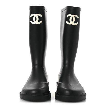 Chanel Caoutchouk CC High Boots 40 Black 3 of 13