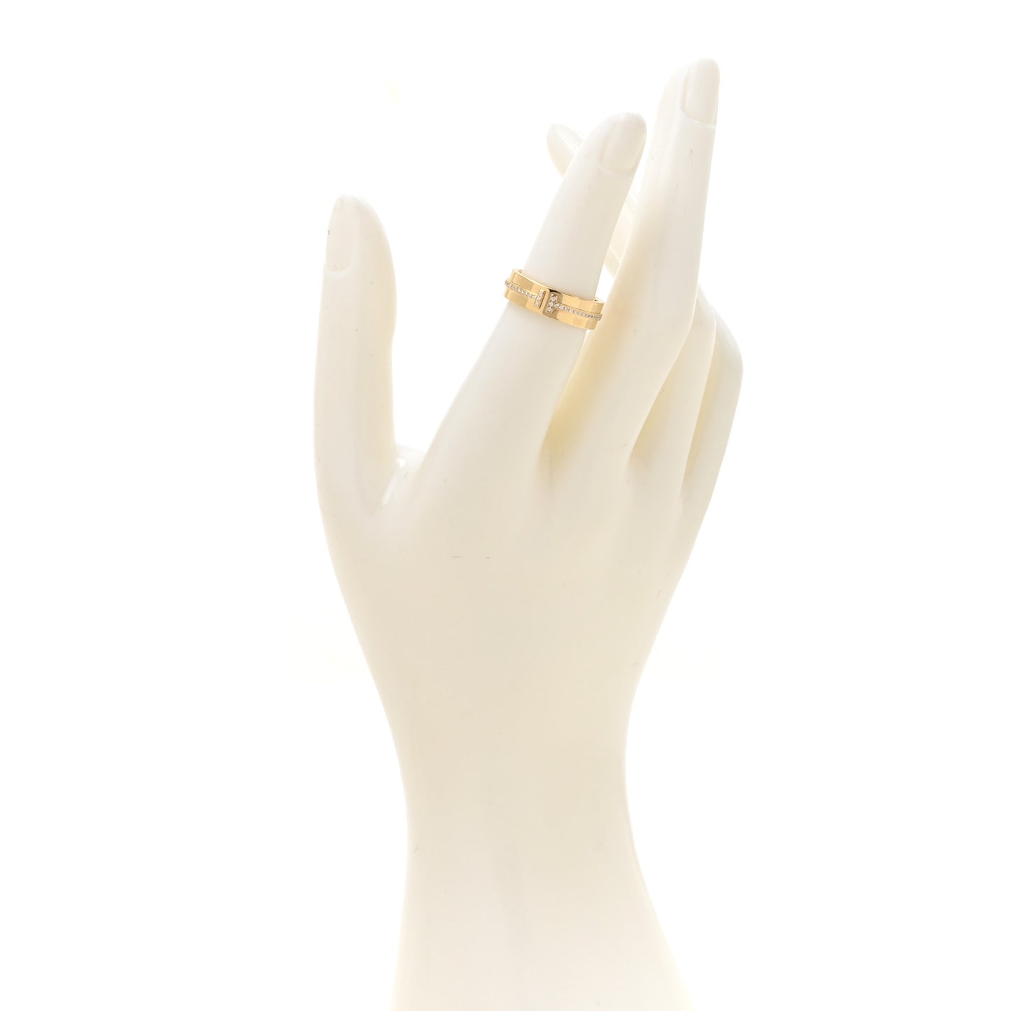 18K Yellow Gold Diamond Wide T Two Ring 50 5.5