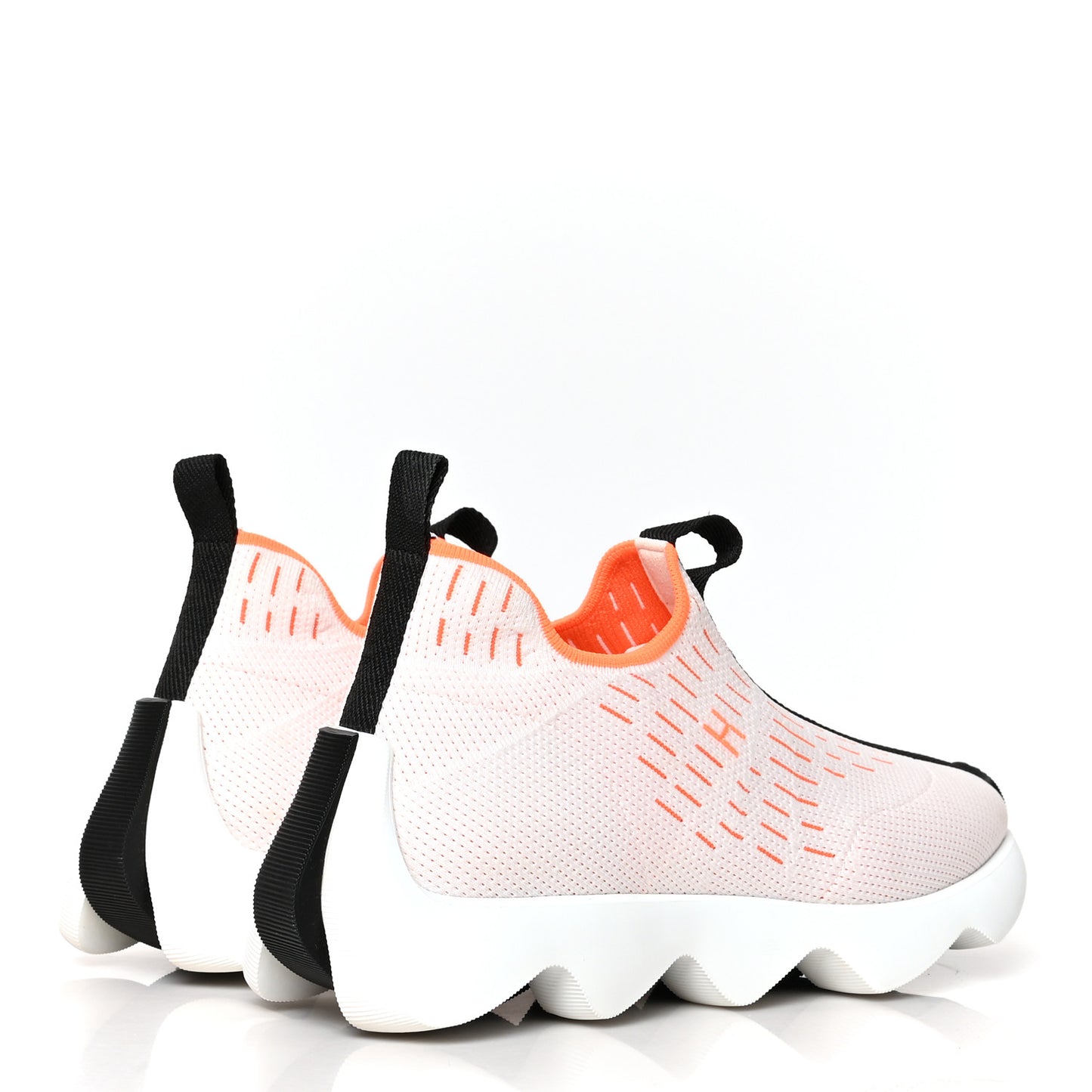 Technical Canvas Goatskin Womens Eclair Sneakers 37.5 White Orange