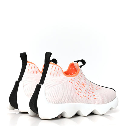 Hermes Technical Canvas Goatskin Womens Eclair Sneakers 37.5 White Orange 4 of 7