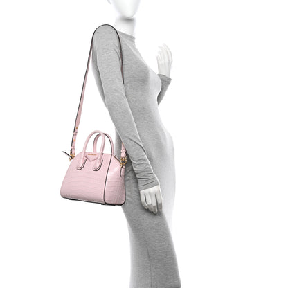 Givenchy Calfskin Crocodile Embossed Mini Antigona Pink 2 of 13