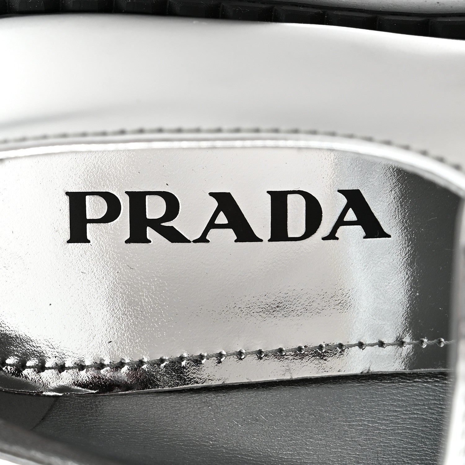 Prada Metallic Brushed Calfskin Metal Triangle Logo 50mm Loafers 39 Argento 8 of 10