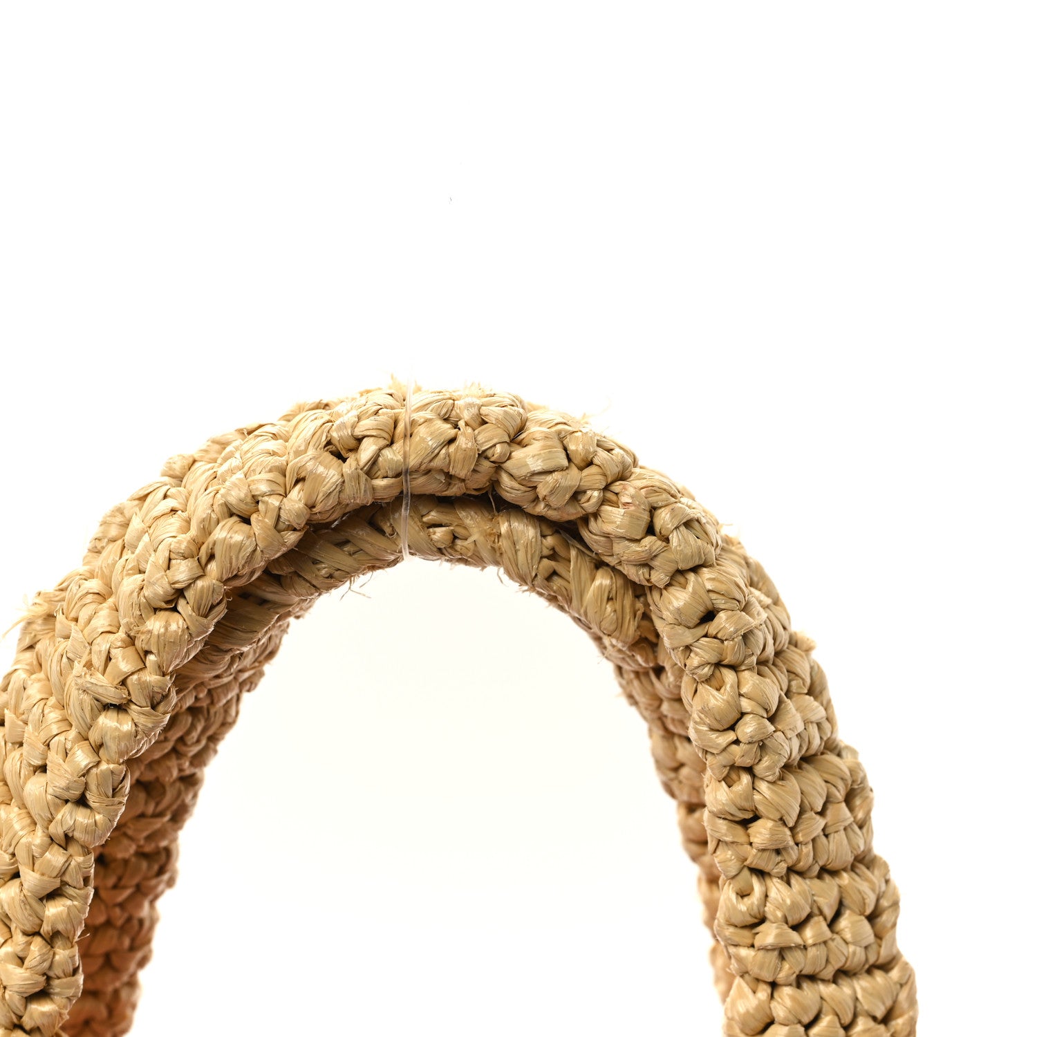 Prada Yarn Raffia Effect Crochet Striped Small Logo Tote Naturale Petalo 10 of 11