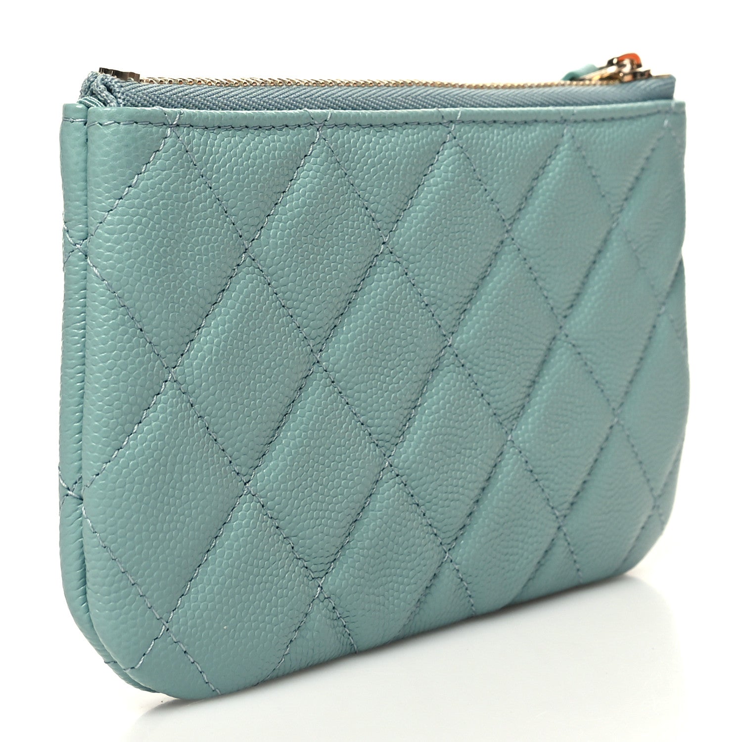 Chanel Caviar Quilted Small Cosmetic Case Light Blue 3 of 9