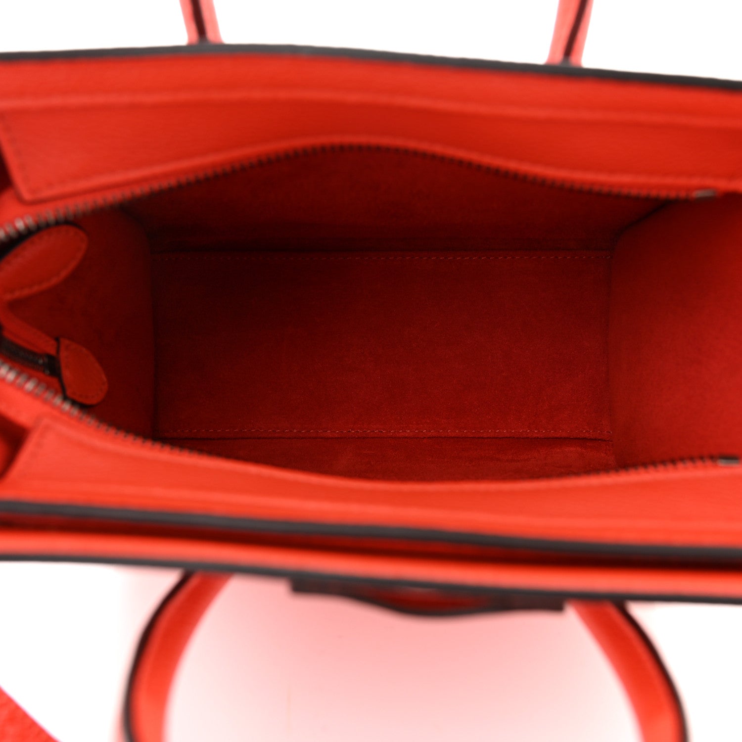 Celine Drummed Calfskin Nano Luggage Vermillion 5 of 9