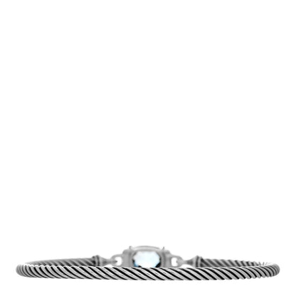 David Yurman Sterling Silver Diamond Hampton Blue Topaz 3mm Petite Wheaton Bracelet 2 of 3