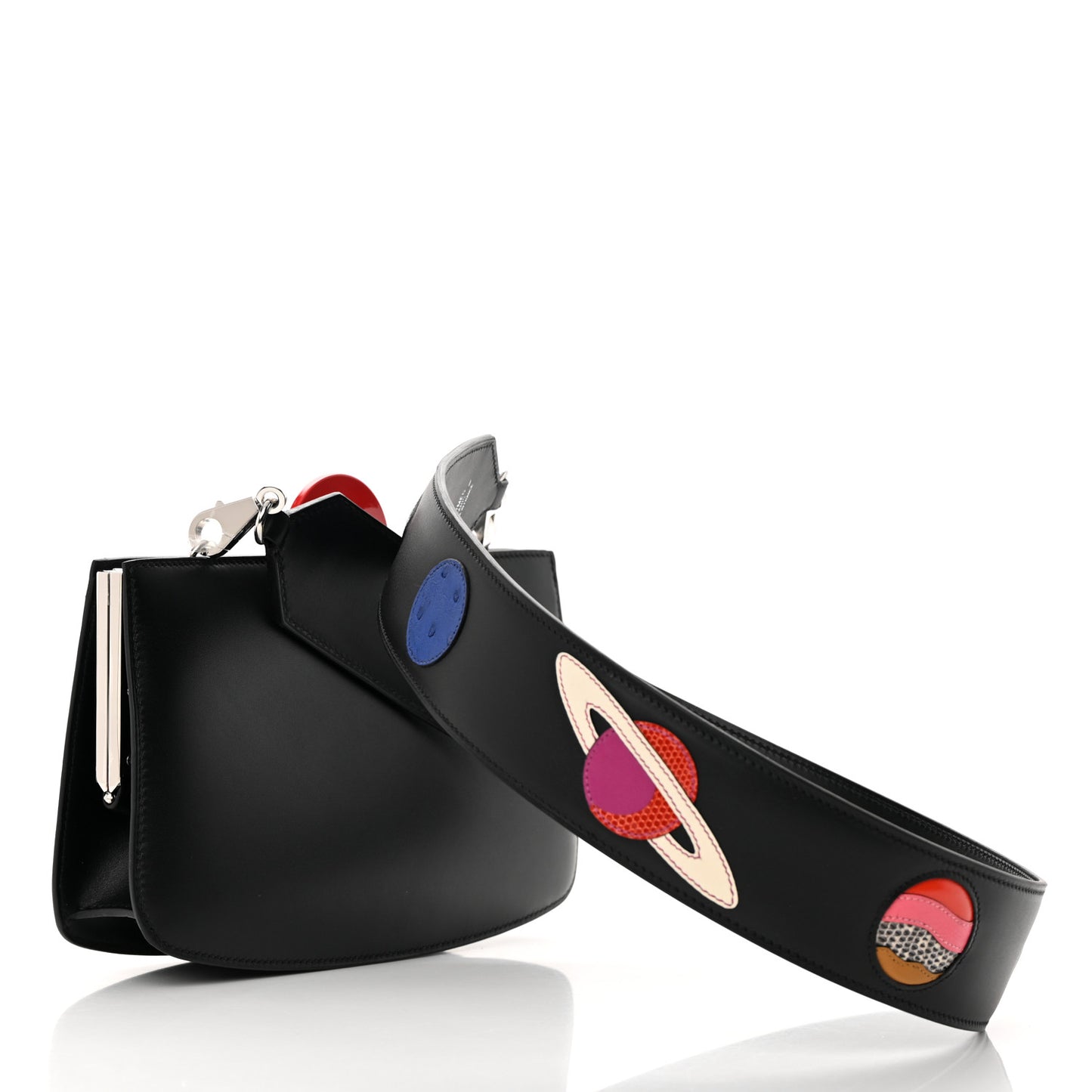 Veau Monsieur Lizard Ostrich Spaceship Sac A Malice Black Multicolor