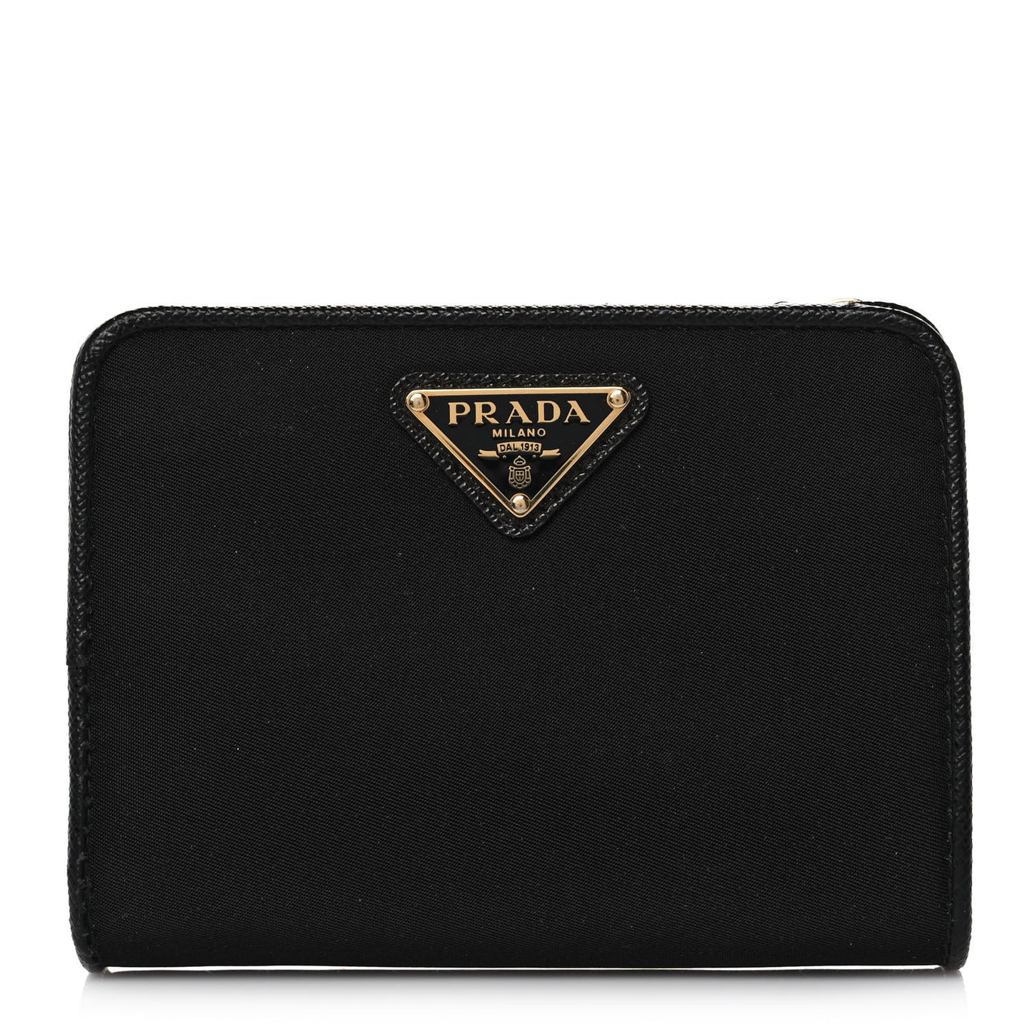 Nylon Saffiano Metal Compact Wallet Black