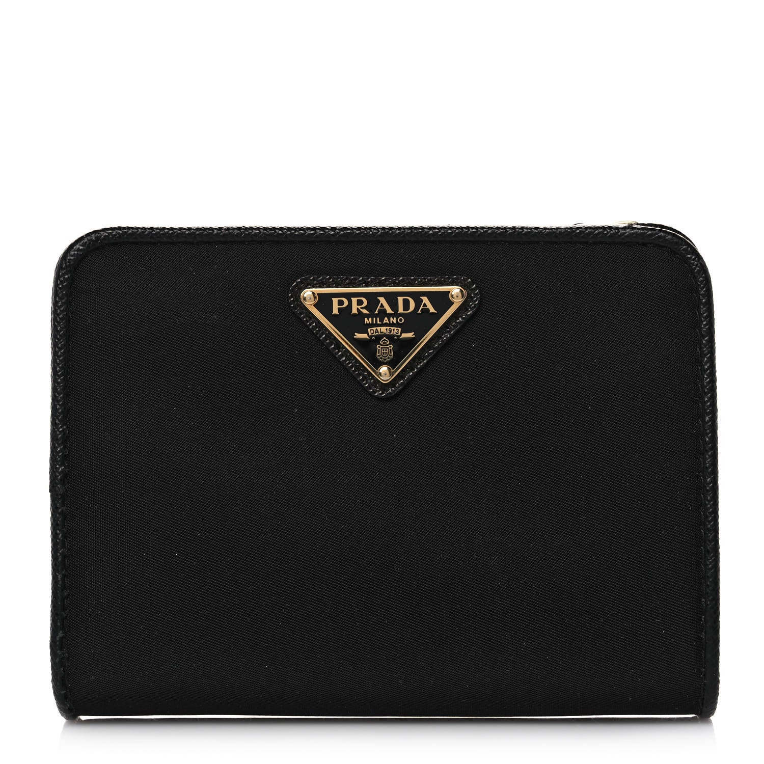 Prada Nylon Saffiano Metal Compact Wallet Black 1 of 10