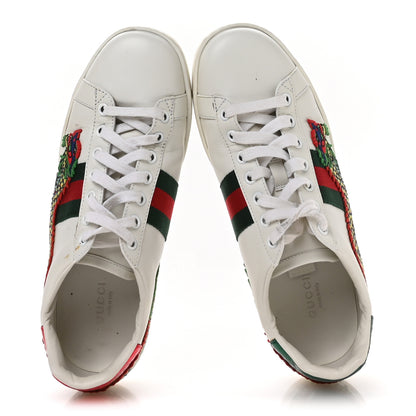 Gucci Calfskin Ayers Dragon Embroidered Womens Ace Sneakers 38 White 2 of 8
