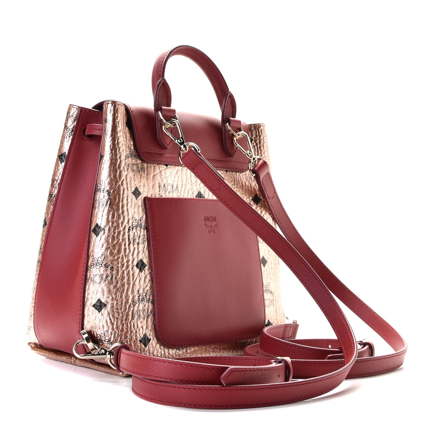 Metallic Visetos Small Essential Backpack Champagne Gold